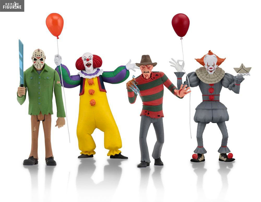 Pack 4 Figurines Toony Terrors - Pennywise 1990 Et 2017, Jason Et Freddy 1 Pack 4 Figurines Toony Terrors - Pennywise 1990 Et 2017, Jason Et Freddy