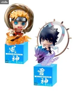 Naruto Shippuden - Pack 2 Figurines Naruto Uzumaki (Fujin) Et Sasuke Uchiwa (Raijin), Petit Chara Land